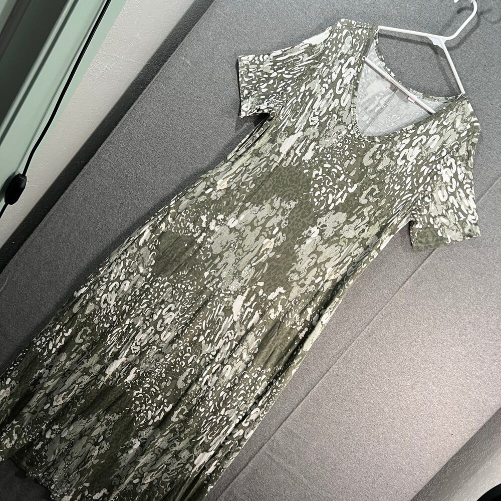 Belle by Kim Gravel Tall Print or Solid V-Neck Maxi Dress Green Melange Size TS